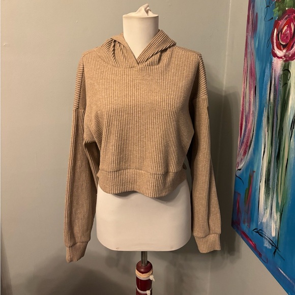 Alo Yoga Muse Hoodie Pants Set Womens XS ribbed cropped gravel heather - Picture 4 of 7